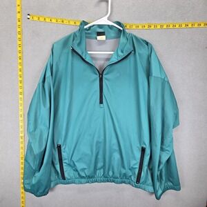 Gore Windstopper Jacket Mens Large Green 1/4 Zip Pullover Windbreaker Lined 9000